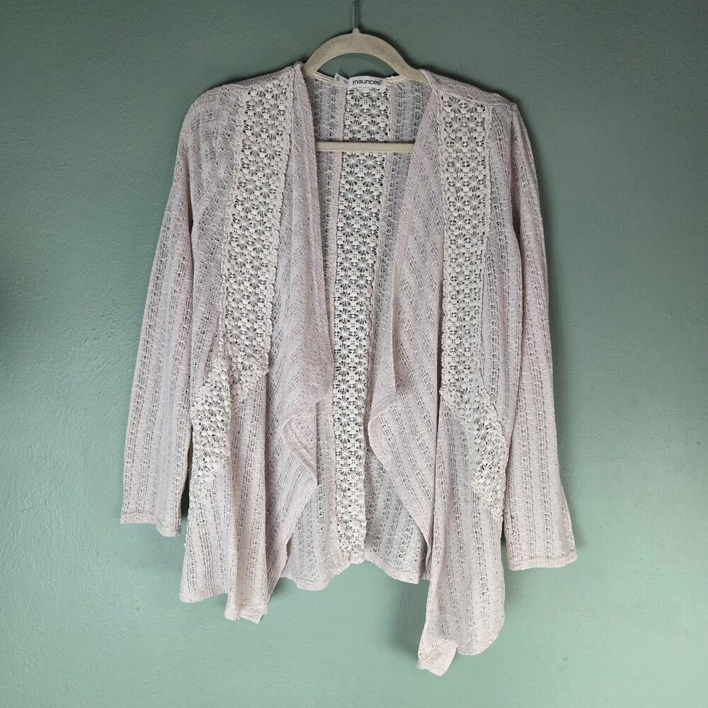 Maurices Womens Cream Knit Waterfall Open Front Cardigan Sweater 0 Cottagecore